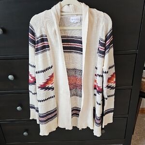 Divided Cream and Patterned Open Cardigan